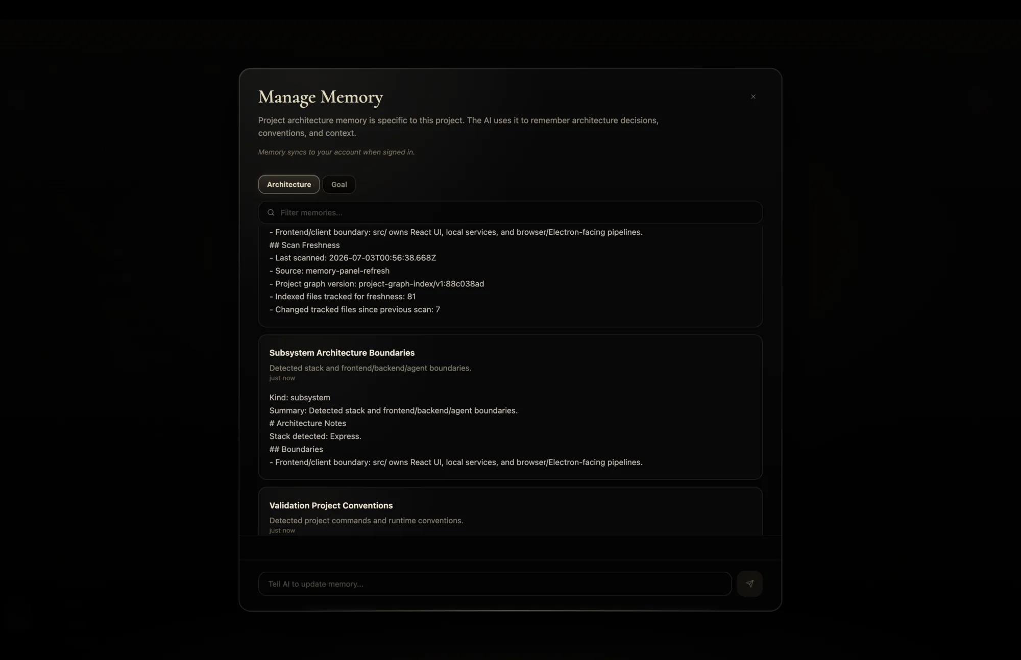 VALCRAN OS Manage Memory: project architecture memory of stack, boundaries, and conventions